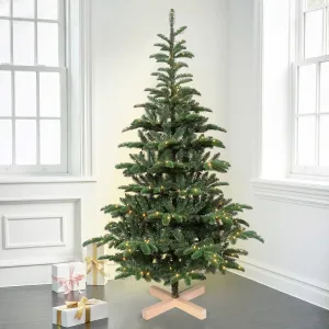 premium Wooden Stand Christmas Tree Prelit 8ft, Bringstar Xmas Tree 1307 PE&PVC Branch Tips, 500 Lights 7 ft