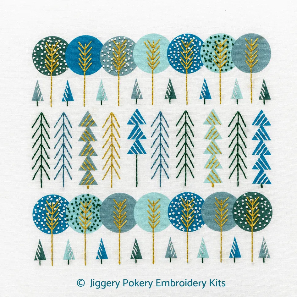 Scandinavian trees embroidery kit