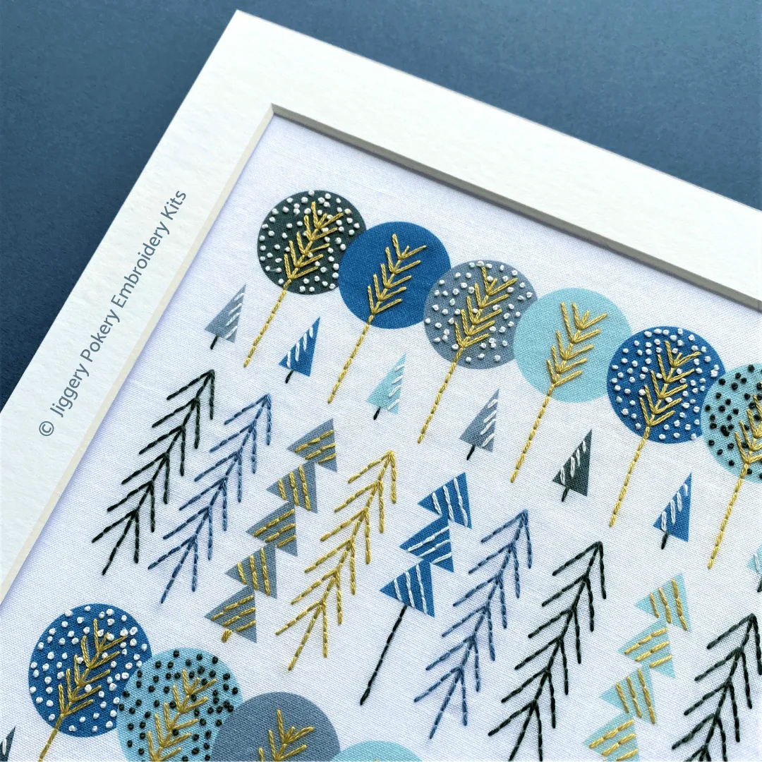 Scandinavian trees embroidery kit