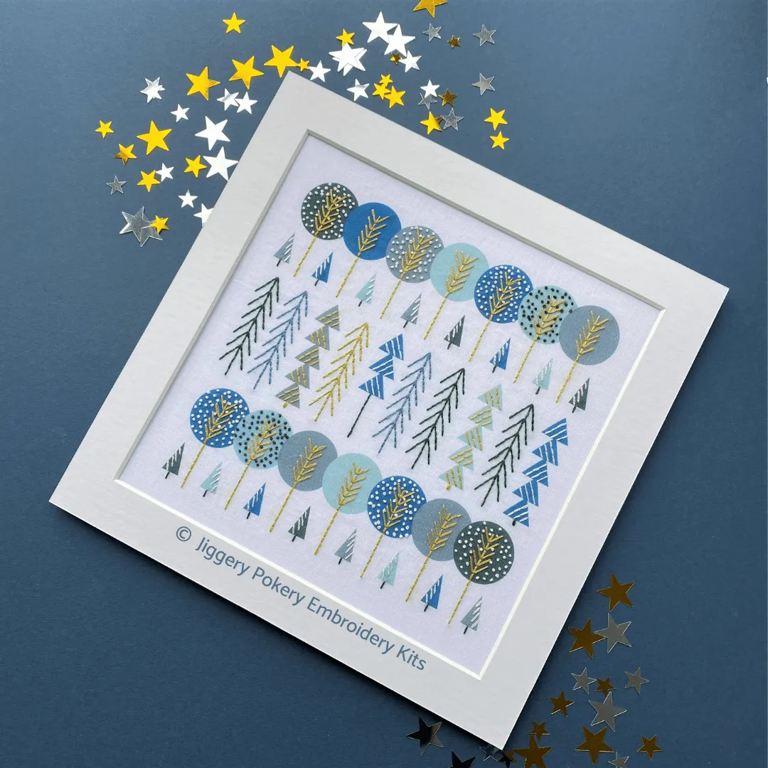 Scandinavian trees embroidery kit