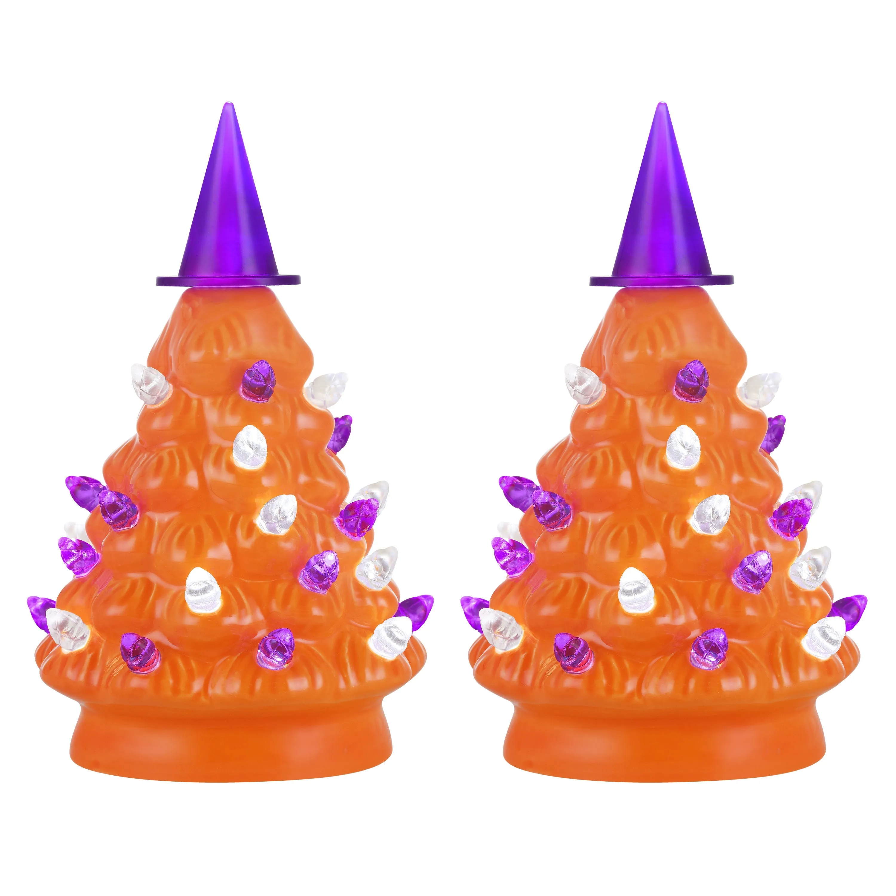 Set of 2 Mini Halloween Trees - Orange