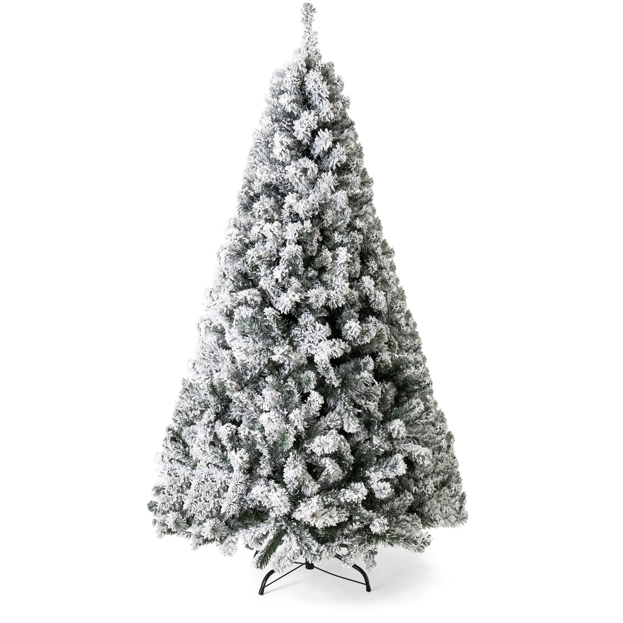 Snow Flocked Hinged Artificial Pine Christmas Tree w/ Metal Stand