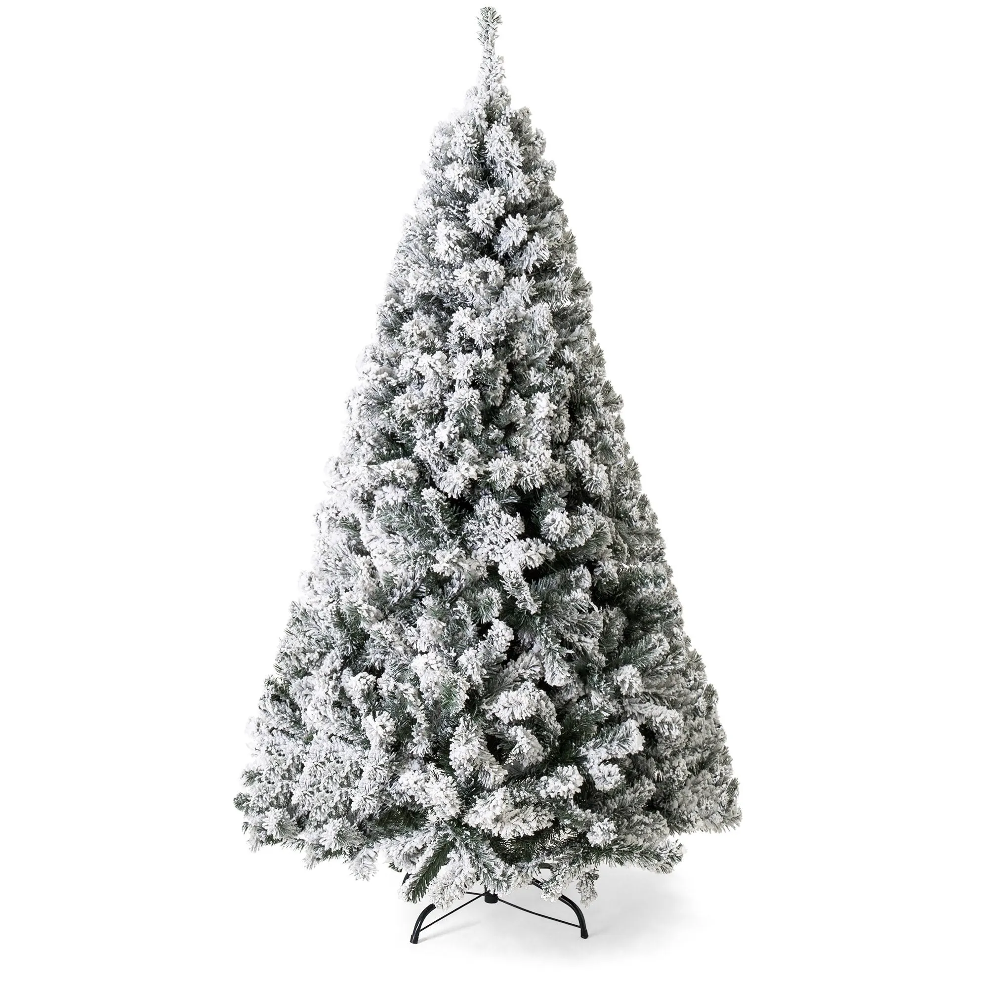 Snow Flocked Hinged Artificial Pine Christmas Tree w/ Metal Stand