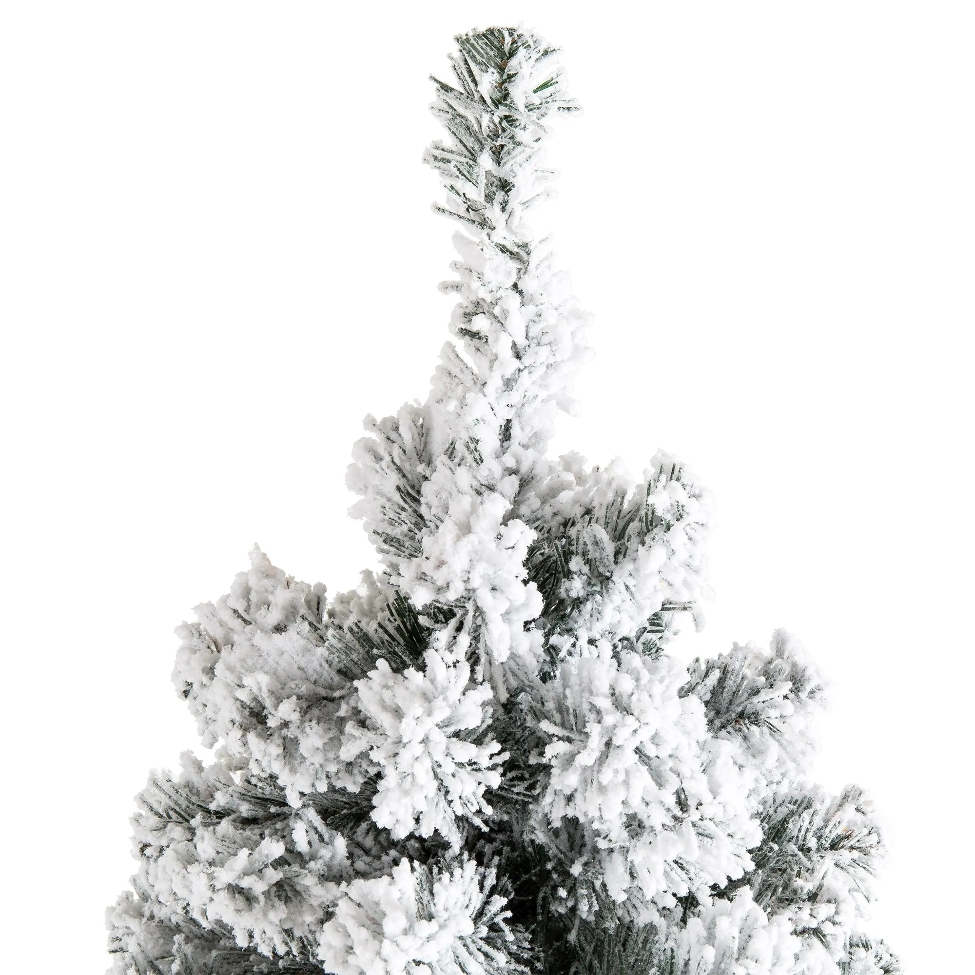 Snow Flocked Hinged Artificial Pine Christmas Tree w/ Metal Stand