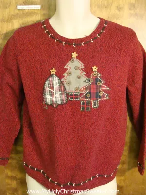 Three Tacky Trees Plaid Themed Funny Christmas Sweater